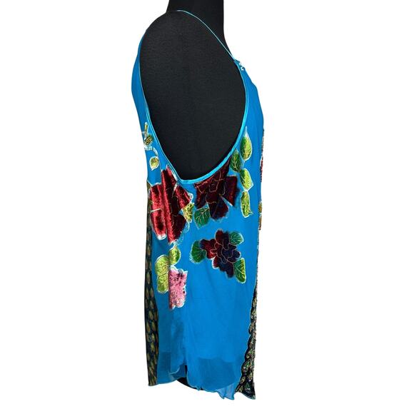 Lane Bryant Embellished Peacock Silk Halter Tank Top Size 22 Fairycore Velvet - Picture 8 of 13